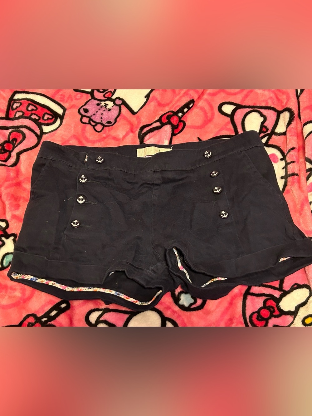 Navy Button Shorts